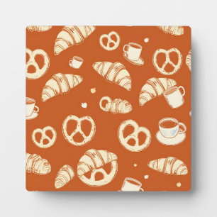 Rustic Bakery Croissants and Pretzels Hand-Drawn Plaque