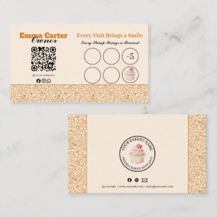 Rustic Bakery Loyalty Punch Card Cupcake