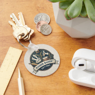 Rustic Bakery Store Pastry Dessert Sweet Cake Shop Key Ring