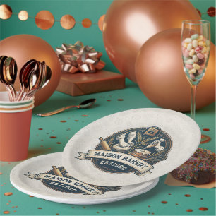 Rustic Bakery Store Pastry Dessert Sweet Cake Shop Paper Plate