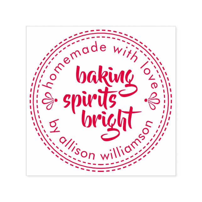 Rustic Baking Spirits Bright Christmas Holiday Red Self-inking Stamp (Design)