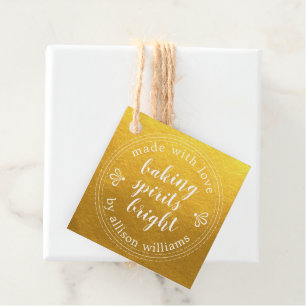 Rustic Baking Spirits Bright Holiday Gold Favour Tags