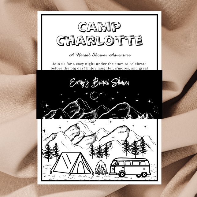 Rustic Balck and White Bridal Shower Invitation Belly Band (Creator Uploaded)