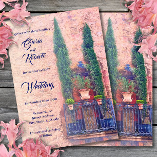 Rustic Balcony & Plants Mexican Wedding Invitation