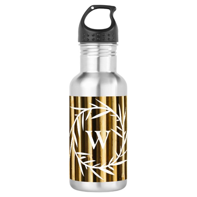 Rustic Bamboo Monogram Vertical Lines Pattern 532 Ml Water Bottle (Front)