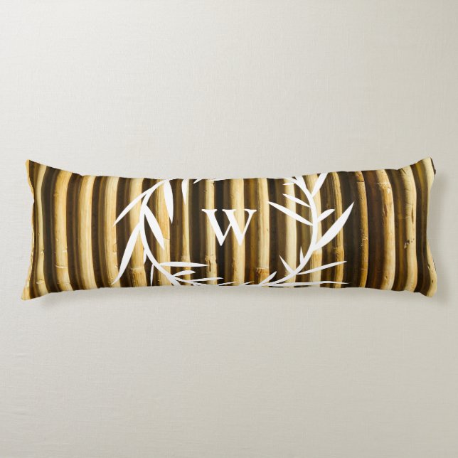 Rustic Bamboo Monogram Vertical Lines Pattern  Body Cushion (Front)
