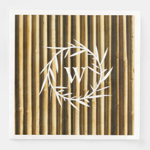 Rustic Bamboo Monogram Vertical Lines Pattern Napkin