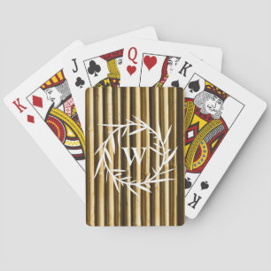 Rustic Bamboo Monogram Vertical Lines Pattern Playing Cards