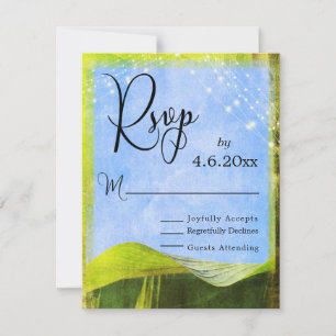 Rustic Banana Leaves & Lights Boho Wedding RSVP Card