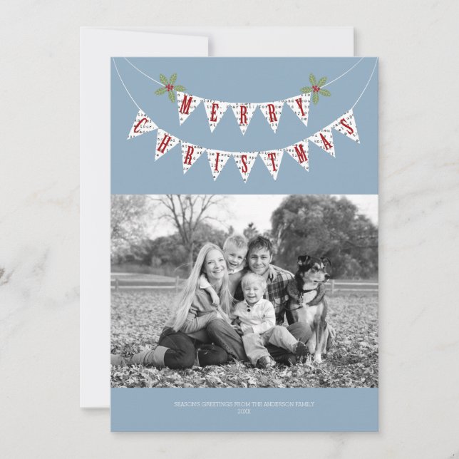 Rustic Banner - Christmas Photo Card (Front)