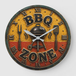 Rustic Barbecue Outdoor Kitchen & Man Cave Gift Large Clock