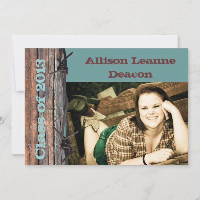 Rustic barbed wire graduation announcement (Front)