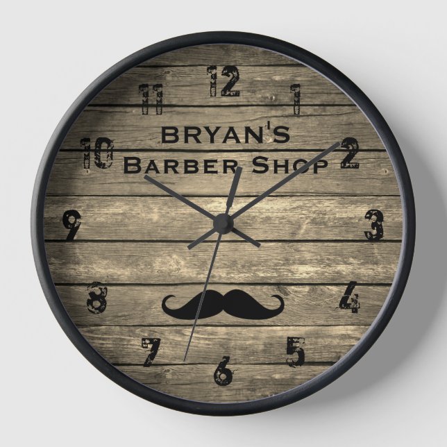 Rustic Barber Shop Large Clock (Front)