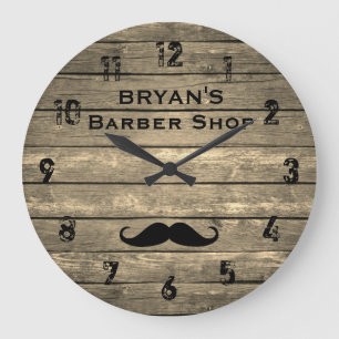 Rustic Barber Shop Large Clock
