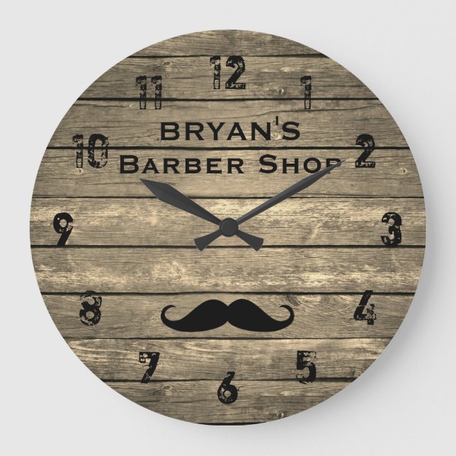 Rustic Barber Shop Large Clock (Front)