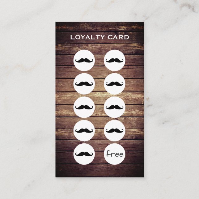 Rustic Barber Shop Loyalty Punch Card (Front)