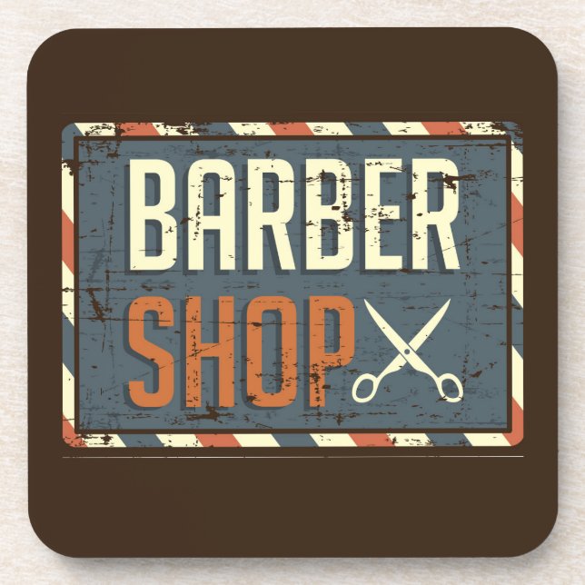 Rustic Barber SHOP SIGN Coaster (Front)