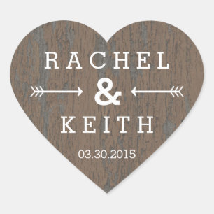 Rustic Bark Heart Favour Sticker