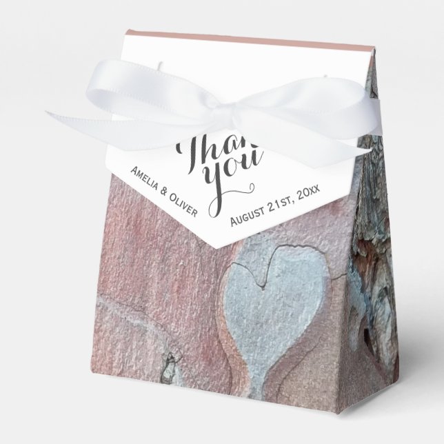 Rustic Bark with Heart Wedding Thank you Favour Box (Front Side)