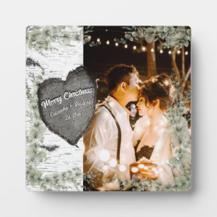 Rustic Bark Wood Heart Eucalyptus Greenery Plaque