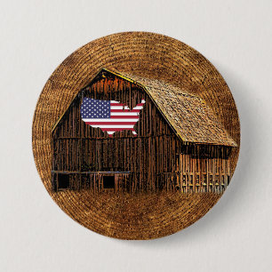 Rustic Barn American Flag 7.5 Cm Round Badge