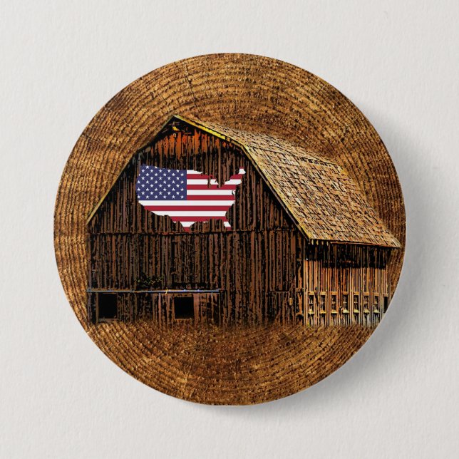 Rustic Barn American Flag 7.5 Cm Round Badge (Front)