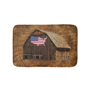 Rustic Barn American Flag Bath Mat