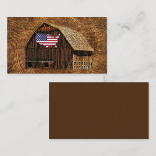 Rustic Barn American Flag Business Card