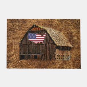 Rustic Barn American Flag Doormat