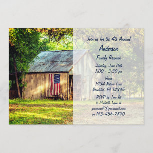 Rustic Barn American Flag Family Reunion Invite
