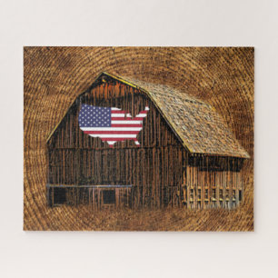 Rustic Barn American Flag Jigsaw Puzzle