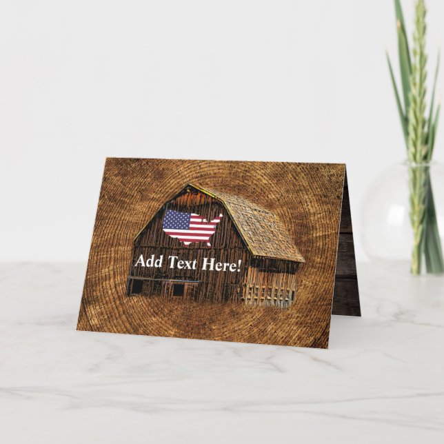 Rustic Barn American Flag Note Card (Front)