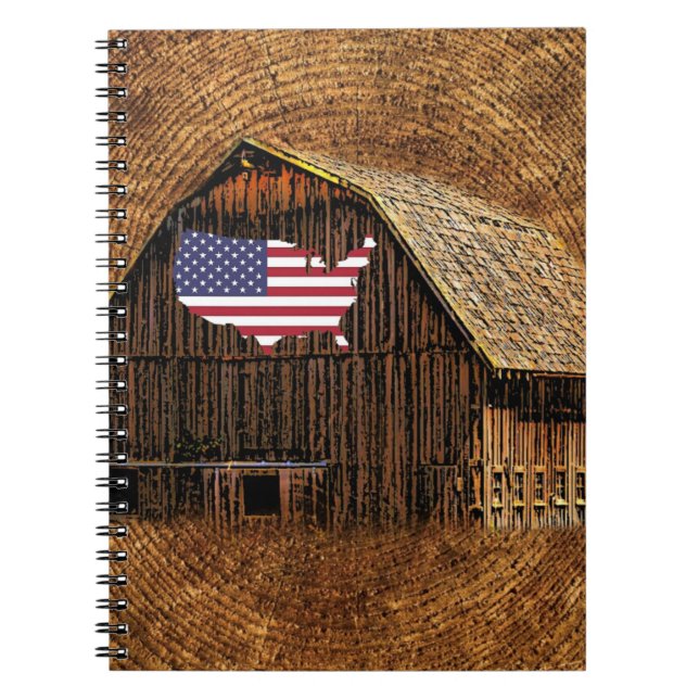 Rustic Barn American Flag Notebook (Front)