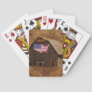 Rustic Barn American Flag Playing Cards