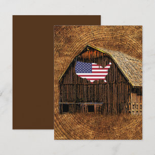 Rustic Barn American Flag RSVP Card