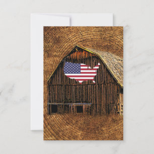 Rustic Barn American Flag Save The Date