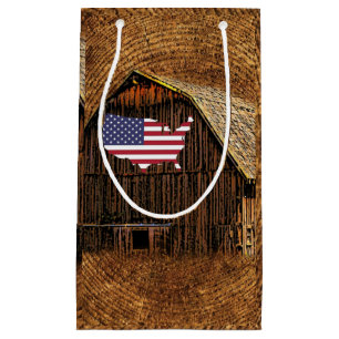 Rustic Barn American Flag Small Gift Bag