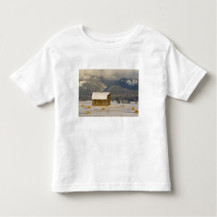 Rustic barn and hay bales after a fresh snow 2 toddler T-Shirt