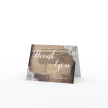 Rustic Barn and Lace Wedding Thank You Cards