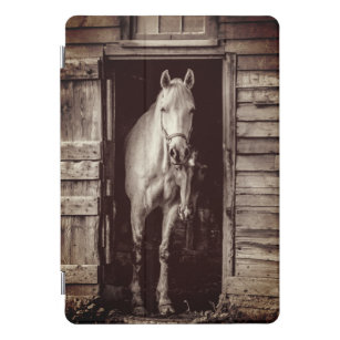 Rustic Barn + Beautiful Horses Brown iPad Pro Cover