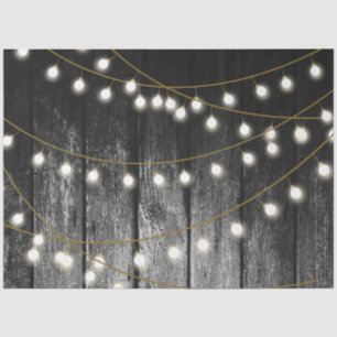 Rustic Barn Black Wood Gold String Lights Tissue Paper