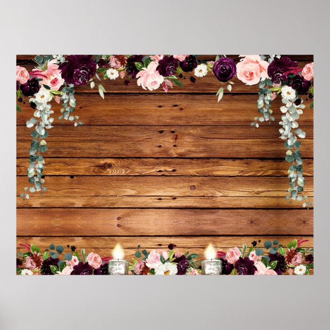 Rustic Barn Board Floral Blank XL DIY Poster (Front)