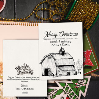 Rustic Barn Christmas Family Holiday Card