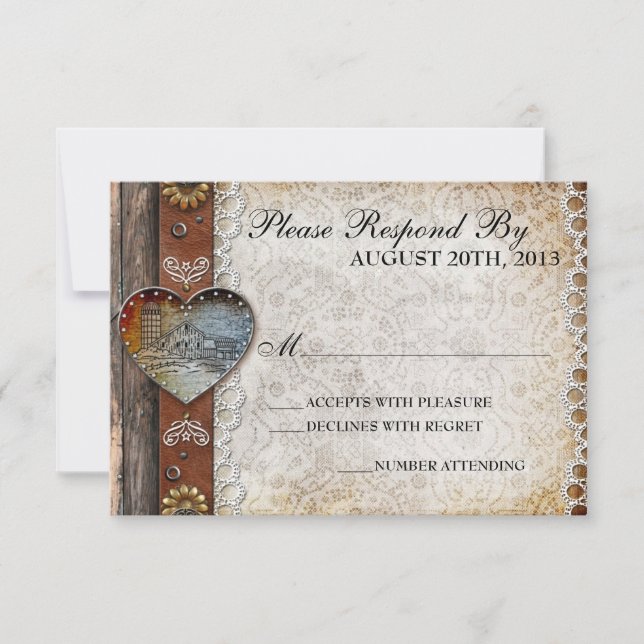 Rustic Barn Country Wedding RSVP Card (Front)