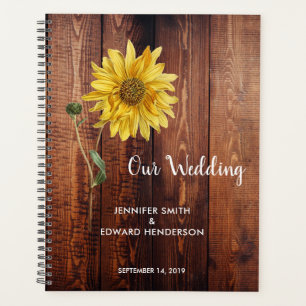 Rustic barn dark wood sunflower wedding planner