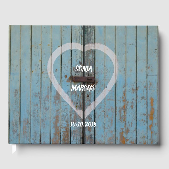 Rustic Barn door wedding Guest Book (Front)