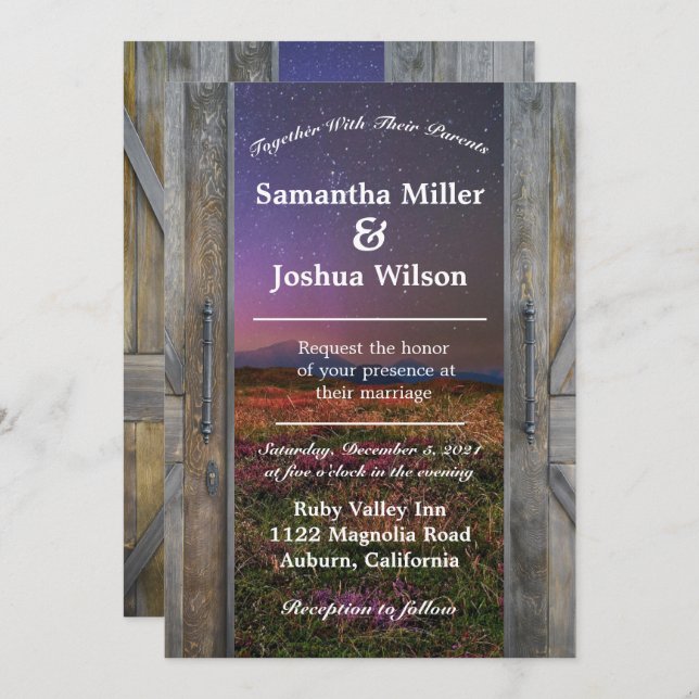 Rustic Barn Doors Wedding Invitation (Front/Back)