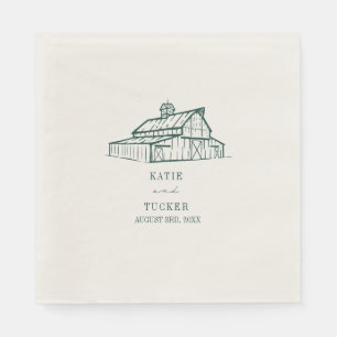 Rustic Barn Emerald Wedding Napkin