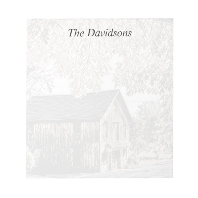 Rustic Barn Fall Autumn Leaves Personalise Notepad (Front)