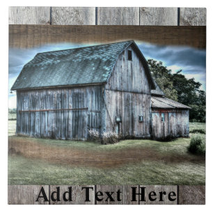 Rustic Barn Farm Truck Tractor Rooster Hen Ceramic Tile